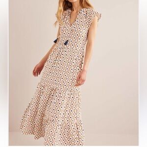 Boden Women's Maxi Dress - Cream and Blue